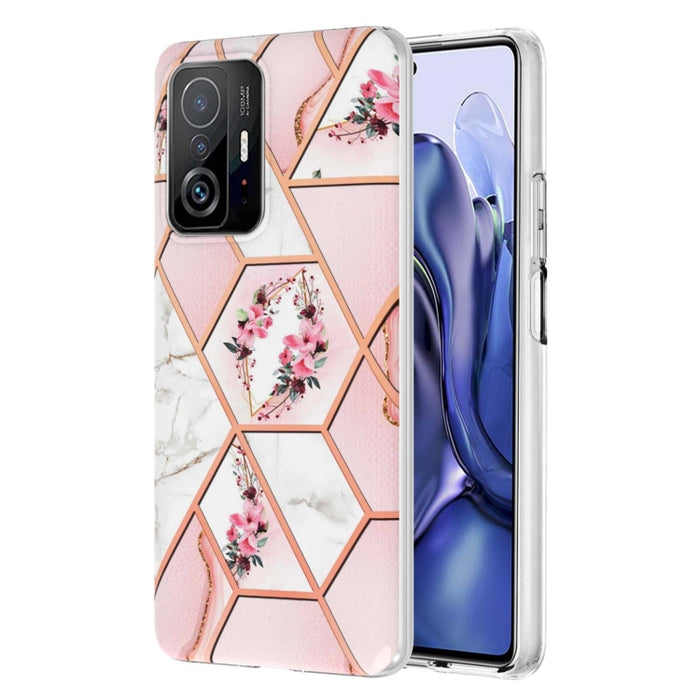 Caja de teléfono TPU con flor de mármol y empalme de galvanoplastia, For Xiaomi Mi 11T / Mi 11T Pro, For Xiaomi Redmi 10, For Xiaomi Redmi Note 9 / 10X 4G, For Samsung Galaxy Note20, For Samsung Galaxy Note20 Ultra, For Samsung Galaxy A13 5G