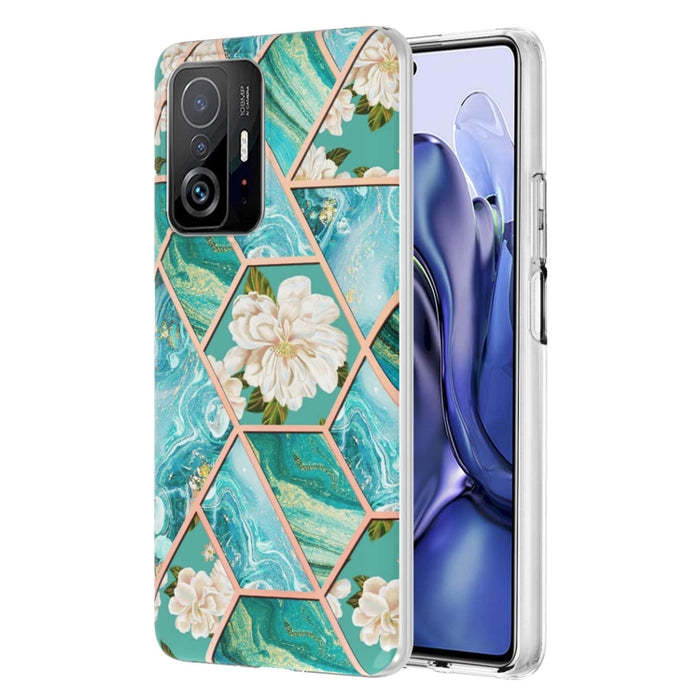 Caja de teléfono TPU con flor de mármol y empalme de galvanoplastia, For Xiaomi Mi 11T / Mi 11T Pro, For Xiaomi Redmi 10, For Xiaomi Redmi Note 9 / 10X 4G, For Samsung Galaxy Note20, For Samsung Galaxy Note20 Ultra, For Samsung Galaxy A13 5G