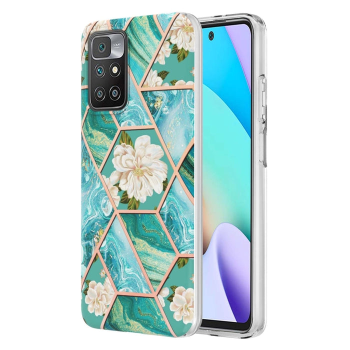 Caja de teléfono TPU con flor de mármol y empalme de galvanoplastia, For Xiaomi Mi 11T / Mi 11T Pro, For Xiaomi Redmi 10, For Xiaomi Redmi Note 9 / 10X 4G, For Samsung Galaxy Note20, For Samsung Galaxy Note20 Ultra, For Samsung Galaxy A13 5G