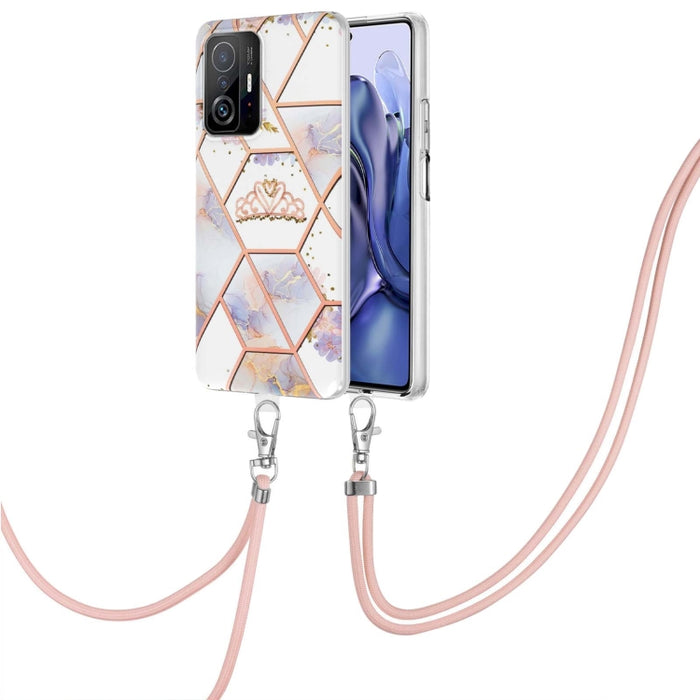 Caja de teléfono de TPU con flor de mármol y empalme de galvanoplastia con cordón, For Xiaomi Mi 11T / Mi 11T Pro, For Xiaomi Redmi 10, For Samsung Galaxy A13 5G
