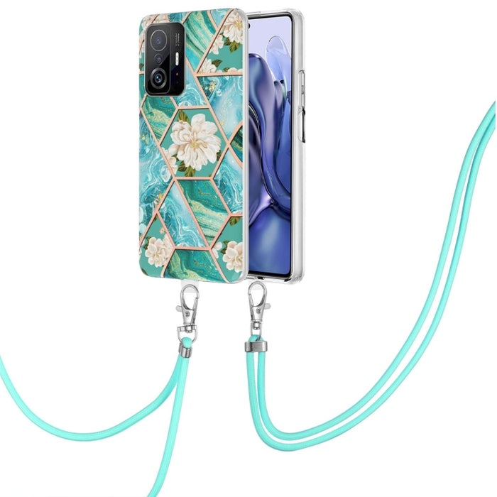 Caja de teléfono de TPU con flor de mármol y empalme de galvanoplastia con cordón, For Xiaomi Mi 11T / Mi 11T Pro, For Xiaomi Redmi 10, For Samsung Galaxy A13 5G