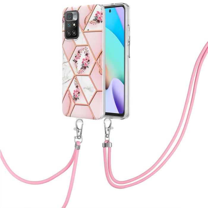 Caja de teléfono de TPU con flor de mármol y empalme de galvanoplastia con cordón, For Xiaomi Mi 11T / Mi 11T Pro, For Xiaomi Redmi 10, For Samsung Galaxy A13 5G