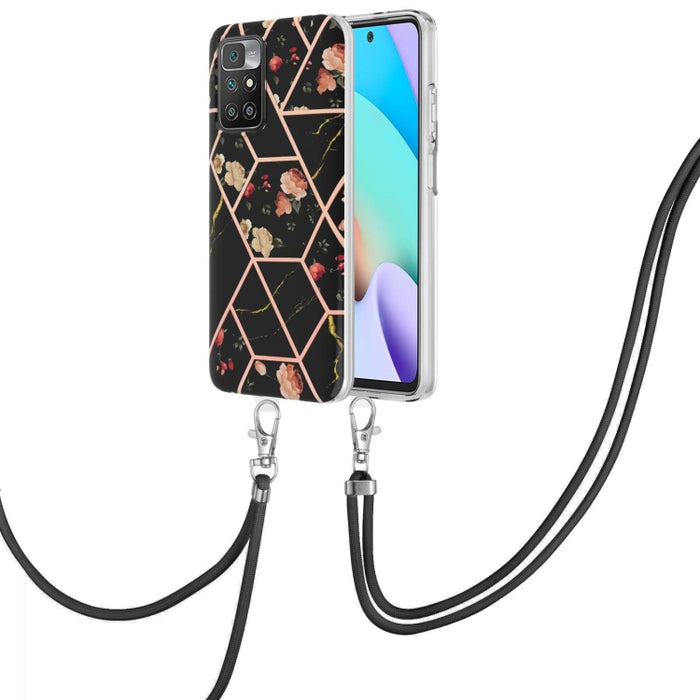 Caja de teléfono de TPU con flor de mármol y empalme de galvanoplastia con cordón, For Xiaomi Mi 11T / Mi 11T Pro, For Xiaomi Redmi 10, For Samsung Galaxy A13 5G