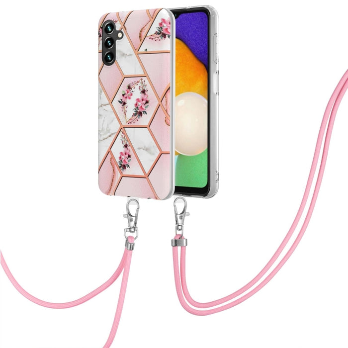 Caja de teléfono de TPU con flor de mármol y empalme de galvanoplastia con cordón, For Xiaomi Mi 11T / Mi 11T Pro, For Xiaomi Redmi 10, For Samsung Galaxy A13 5G