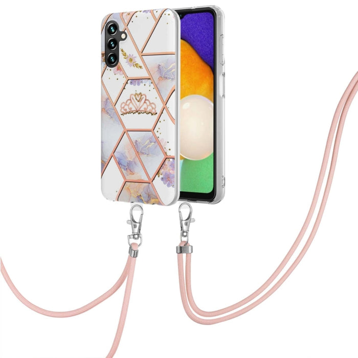 Caja de teléfono de TPU con flor de mármol y empalme de galvanoplastia con cordón, For Xiaomi Mi 11T / Mi 11T Pro, For Xiaomi Redmi 10, For Samsung Galaxy A13 5G