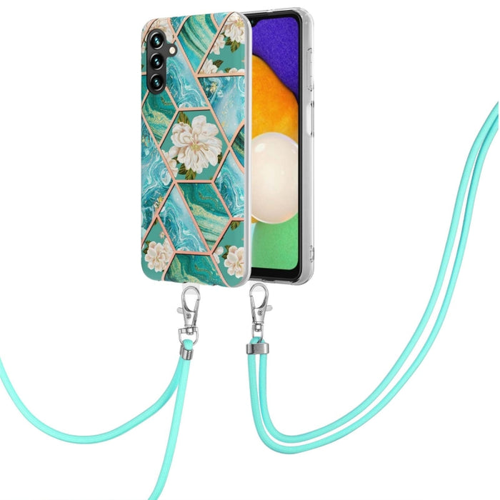 Caja de teléfono de TPU con flor de mármol y empalme de galvanoplastia con cordón, For Xiaomi Mi 11T / Mi 11T Pro, For Xiaomi Redmi 10, For Samsung Galaxy A13 5G