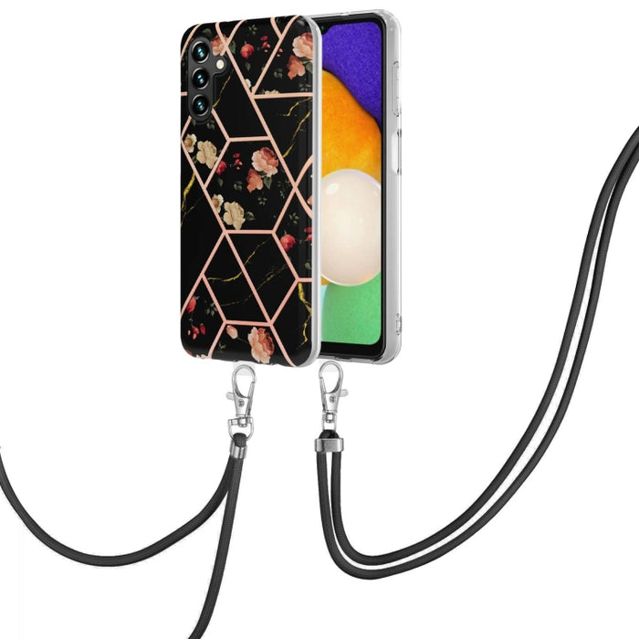 Caja de teléfono de TPU con flor de mármol y empalme de galvanoplastia con cordón, For Xiaomi Mi 11T / Mi 11T Pro, For Xiaomi Redmi 10, For Samsung Galaxy A13 5G