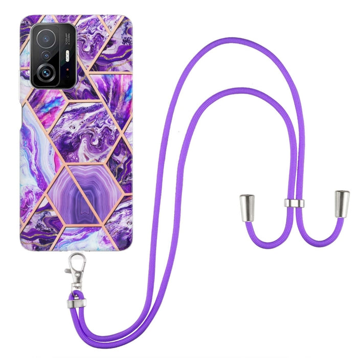 Caja de teléfono TPU de mármol con empalme de galvanoplastia con cordón, For Xiaomi Mi 11T / Mi 11T Pro, For Xiaomi Redmi 10, For Samsung Galaxy A13 5G