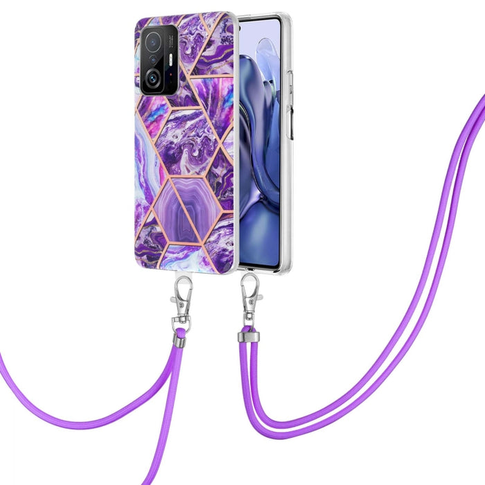 Caja de teléfono TPU de mármol con empalme de galvanoplastia con cordón, For Xiaomi Mi 11T / Mi 11T Pro, For Xiaomi Redmi 10, For Samsung Galaxy A13 5G
