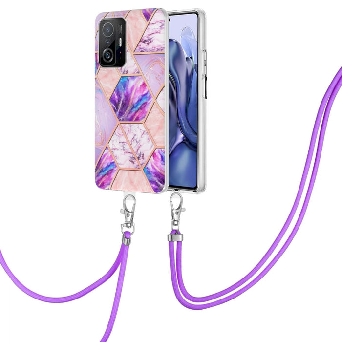 Caja de teléfono TPU de mármol con empalme de galvanoplastia con cordón, For Xiaomi Mi 11T / Mi 11T Pro, For Xiaomi Redmi 10, For Samsung Galaxy A13 5G