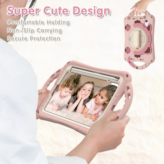 Cute Cat King Kids Estuche protector de EVA a prueba de golpes con soporte y correa para el hombro y manija