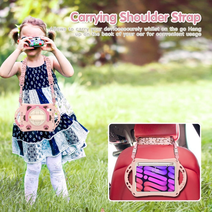 Cute Cat King Kids Estuche protector de EVA a prueba de golpes con soporte y correa para el hombro y manija