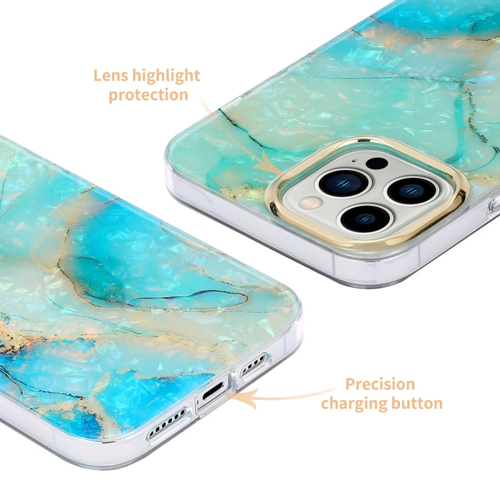 Caja de teléfono de mármol con textura de concha de galvanoplastia
