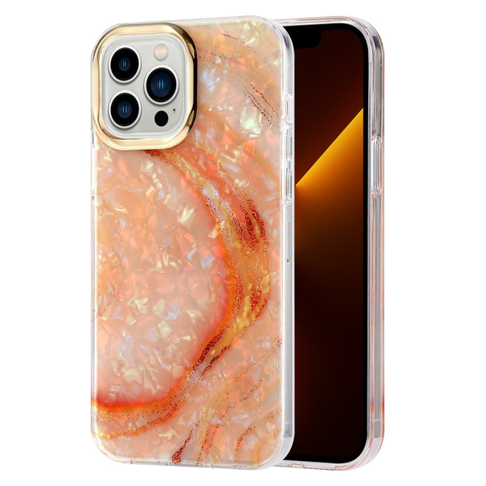 Caja de teléfono de mármol con textura de concha de galvanoplastia