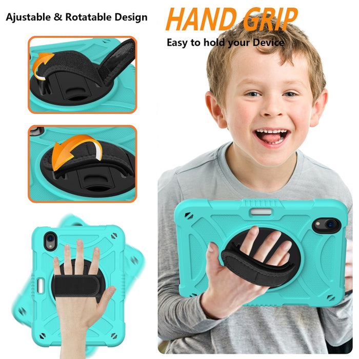PC a prueba de golpes + funda de tableta combinada de silicona con soporte y correa de mano y correa para el hombro