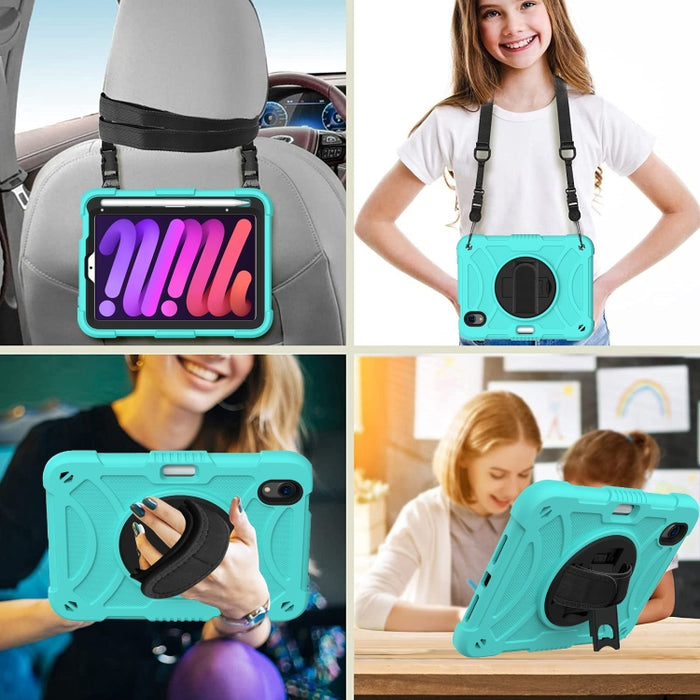 PC a prueba de golpes + funda de tableta combinada de silicona con soporte y correa de mano y correa para el hombro