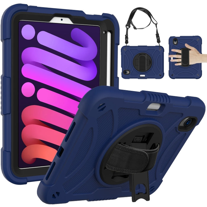 PC a prueba de golpes + funda de tableta combinada de silicona con soporte y correa de mano y correa para el hombro