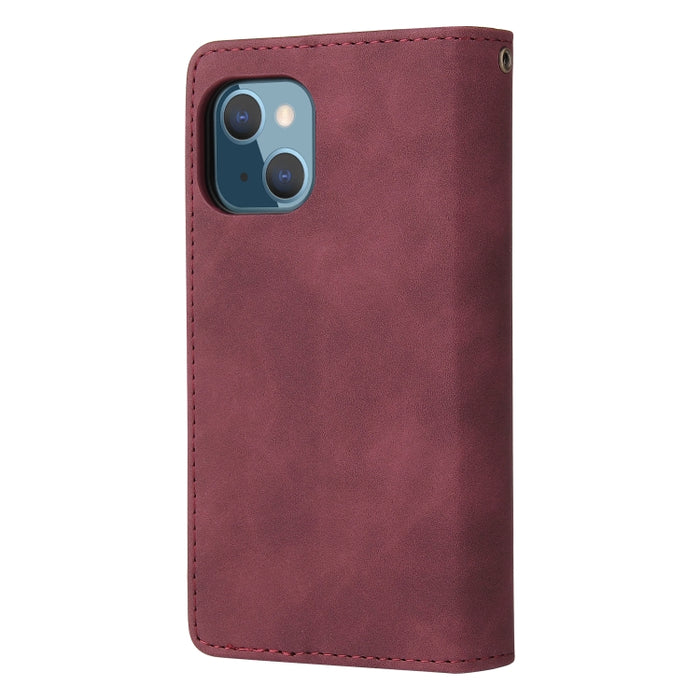 Estuche de cuero para teléfono multifuncional con ranura para tarjeta y soporte y billetera con cremallera y marco de fotos