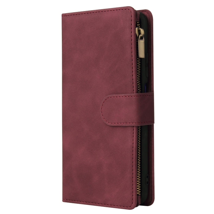 Estuche de cuero para teléfono multifuncional con ranura para tarjeta y soporte y billetera con cremallera y marco de fotos, For Xiaomi Redmi Note 9 4G, For Google Pixel 5a 5G, For Google Pixel 6 Pro, For Samsung Galaxy S22 5G