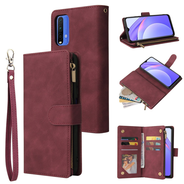 Estuche de cuero para teléfono multifuncional con ranura para tarjeta y soporte y billetera con cremallera y marco de fotos, For Xiaomi Redmi Note 9 4G, For Google Pixel 5a 5G, For Google Pixel 6 Pro, For Samsung Galaxy S22 5G