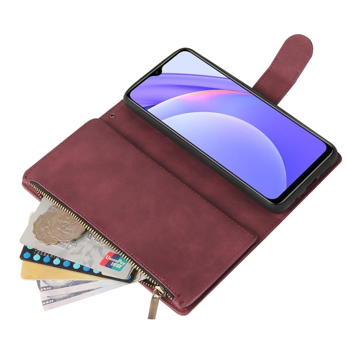Estuche de cuero para teléfono multifuncional con ranura para tarjeta y soporte y billetera con cremallera y marco de fotos, For Xiaomi Redmi Note 9 4G, For Google Pixel 5a 5G, For Google Pixel 6 Pro, For Samsung Galaxy S22 5G