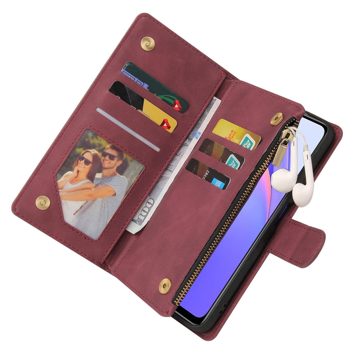 Estuche de cuero para teléfono multifuncional con ranura para tarjeta y soporte y billetera con cremallera y marco de fotos, For Xiaomi Redmi Note 9 4G, For Google Pixel 5a 5G, For Google Pixel 6 Pro, For Samsung Galaxy S22 5G