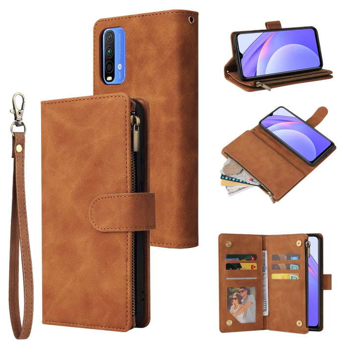 Estuche de cuero para teléfono multifuncional con ranura para tarjeta y soporte y billetera con cremallera y marco de fotos, For Xiaomi Redmi Note 9 4G, For Google Pixel 5a 5G, For Google Pixel 6 Pro, For Samsung Galaxy S22 5G