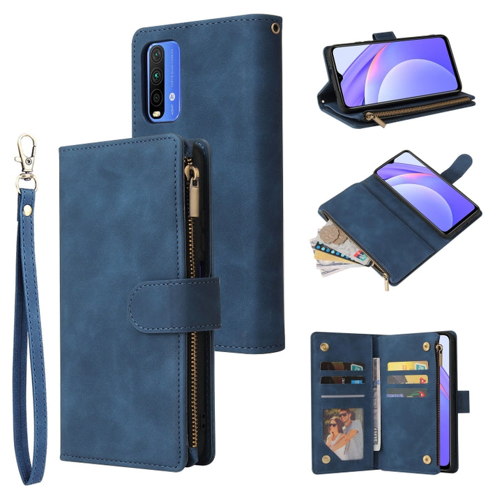 Estuche de cuero para teléfono multifuncional con ranura para tarjeta y soporte y billetera con cremallera y marco de fotos, For Xiaomi Redmi Note 9 4G, For Google Pixel 5a 5G, For Google Pixel 6 Pro, For Samsung Galaxy S22 5G