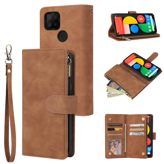 Estuche de cuero para teléfono multifuncional con ranura para tarjeta y soporte y billetera con cremallera y marco de fotos, For Xiaomi Redmi Note 9 4G, For Google Pixel 5a 5G, For Google Pixel 6 Pro, For Samsung Galaxy S22 5G