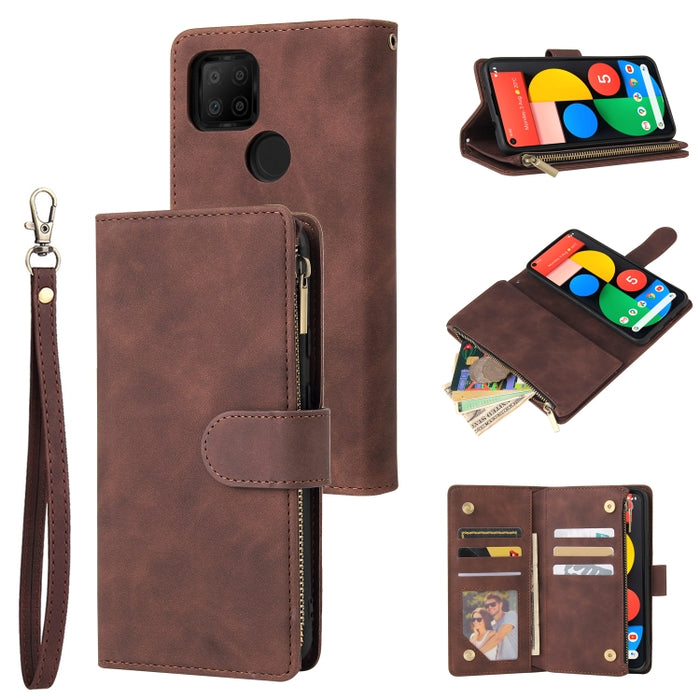 Estuche de cuero para teléfono multifuncional con ranura para tarjeta y soporte y billetera con cremallera y marco de fotos, For Xiaomi Redmi Note 9 4G, For Google Pixel 5a 5G, For Google Pixel 6 Pro, For Samsung Galaxy S22 5G