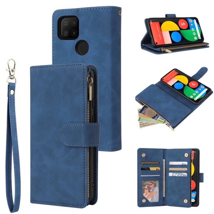 Estuche de cuero para teléfono multifuncional con ranura para tarjeta y soporte y billetera con cremallera y marco de fotos, For Xiaomi Redmi Note 9 4G, For Google Pixel 5a 5G, For Google Pixel 6 Pro, For Samsung Galaxy S22 5G