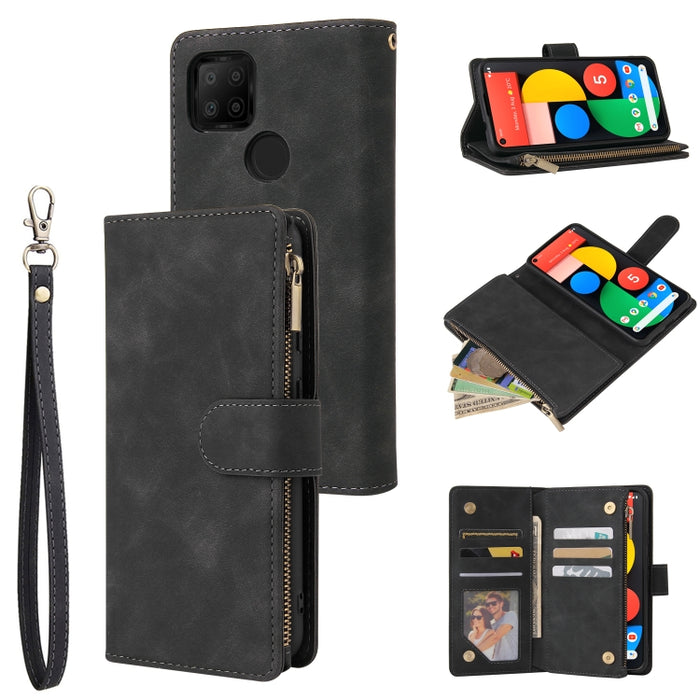 Estuche de cuero para teléfono multifuncional con ranura para tarjeta y soporte y billetera con cremallera y marco de fotos, For Xiaomi Redmi Note 9 4G, For Google Pixel 5a 5G, For Google Pixel 6 Pro, For Samsung Galaxy S22 5G