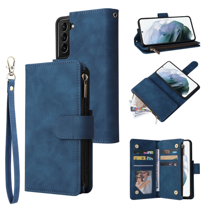 Estuche de cuero para teléfono multifuncional con ranura para tarjeta y soporte y billetera con cremallera y marco de fotos, For Xiaomi Redmi Note 9 4G, For Google Pixel 5a 5G, For Google Pixel 6 Pro, For Samsung Galaxy S22 5G