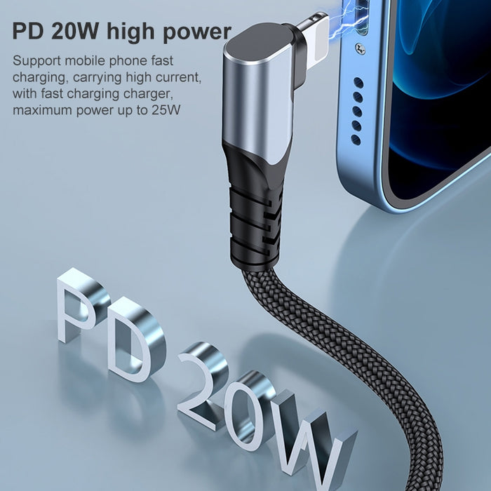 6A PD 20W USB-C / Type-C a cable de datos de teléfono móvil con codo de 8 pines