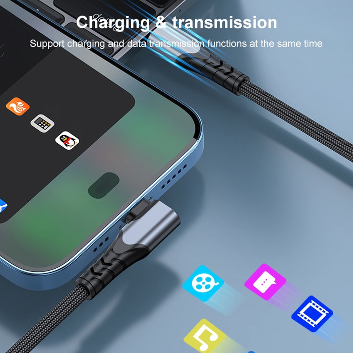 6A PD 20W USB-C / Type-C a cable de datos de teléfono móvil con codo de 8 pines