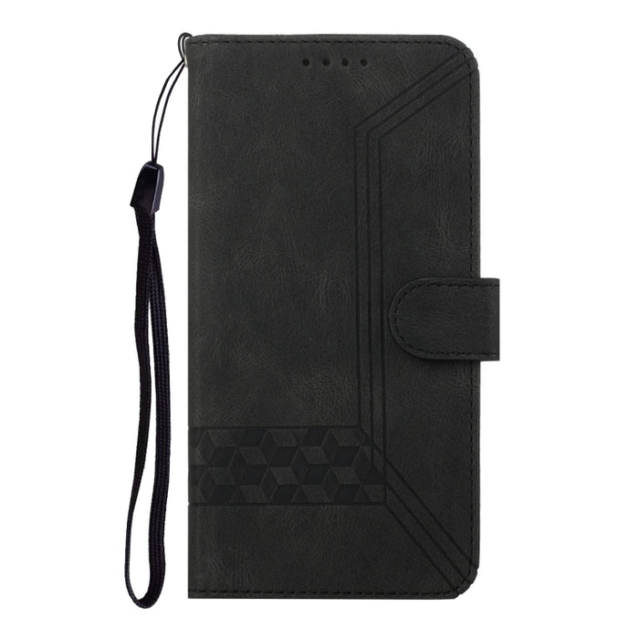 Estuche para teléfono de cuero con tapa y sensación de piel cúbica