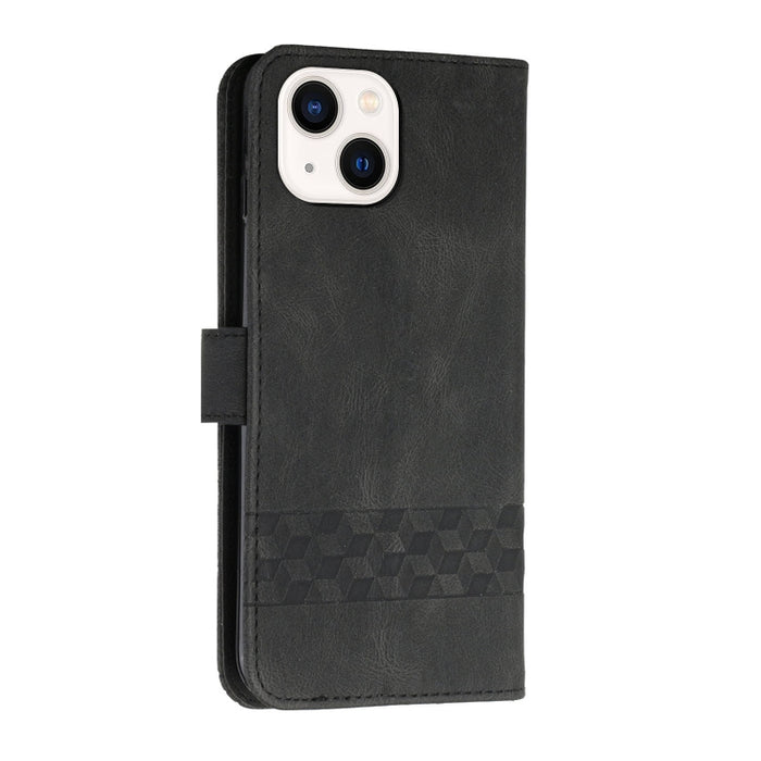 Estuche para teléfono de cuero con tapa y sensación de piel cúbica