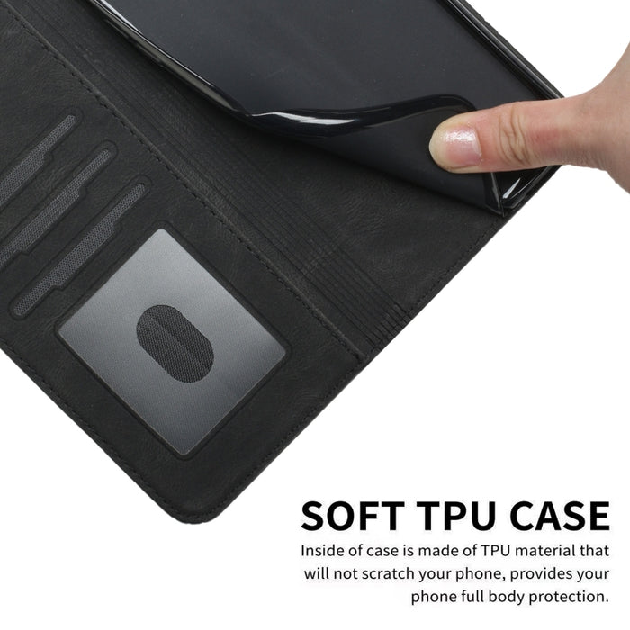 Estuche para teléfono de cuero con tapa y sensación de piel cúbica