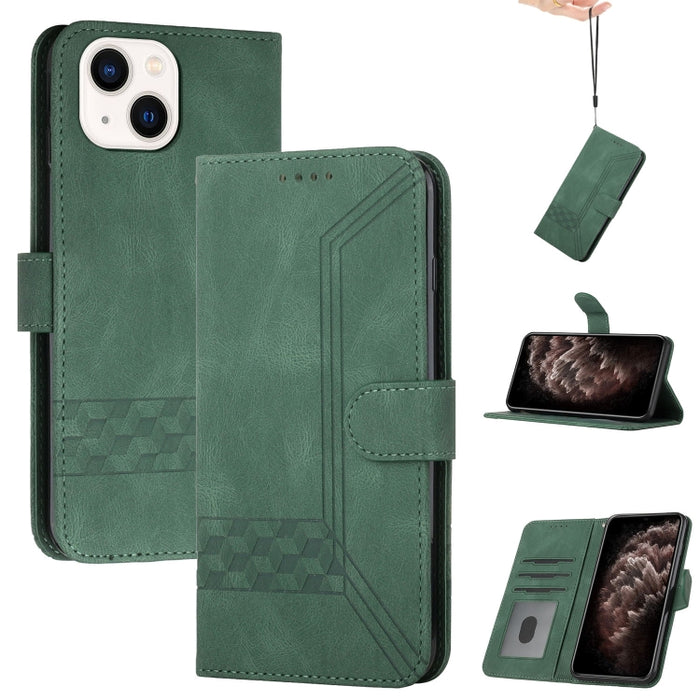 Estuche para teléfono de cuero con tapa y sensación de piel cúbica