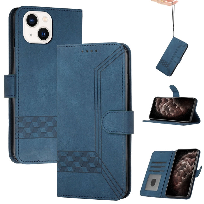 Estuche para teléfono de cuero con tapa y sensación de piel cúbica