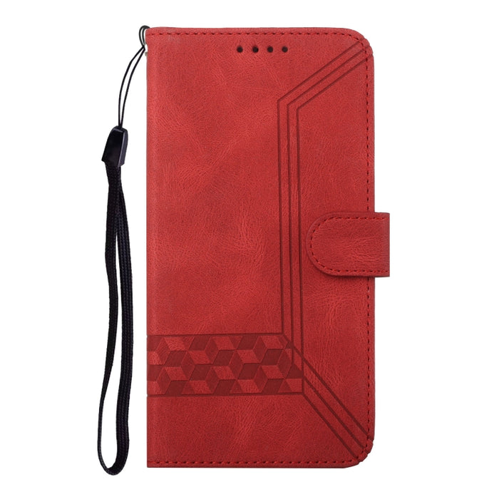 Estuche para teléfono de cuero con tapa y sensación de piel cúbica