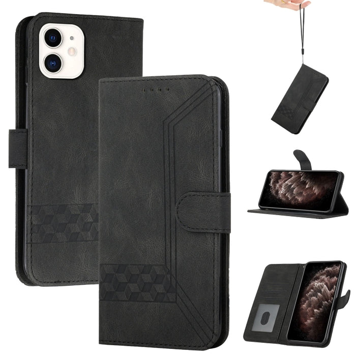 Estuche para teléfono de cuero con tapa y sensación de piel cúbica