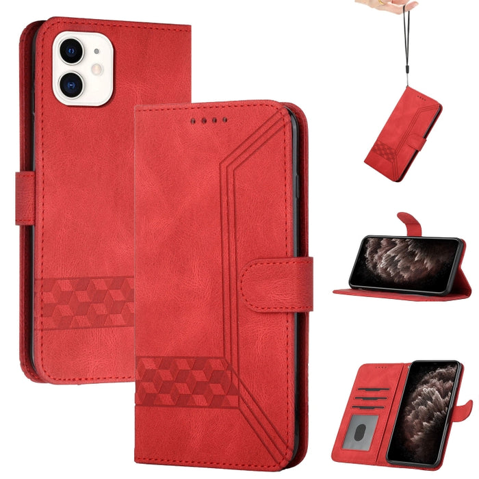 Estuche para teléfono de cuero con tapa y sensación de piel cúbica
