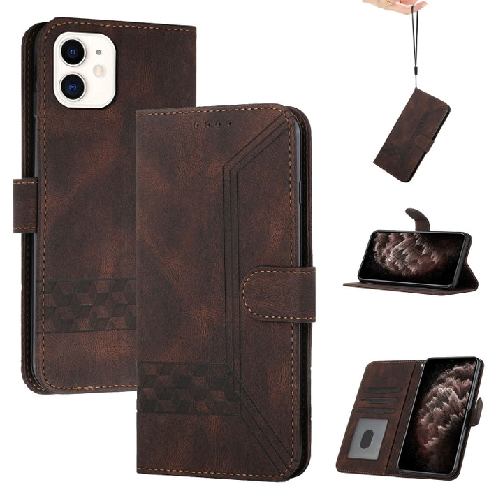 Estuche para teléfono de cuero con tapa y sensación de piel cúbica