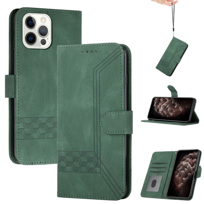 Estuche para teléfono de cuero con tapa y sensación de piel cúbica