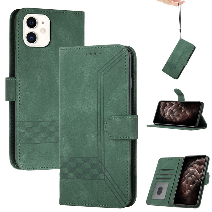 Estuche para teléfono de cuero con tapa y sensación de piel cúbica