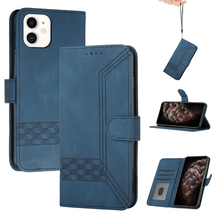 Estuche para teléfono de cuero con tapa y sensación de piel cúbica