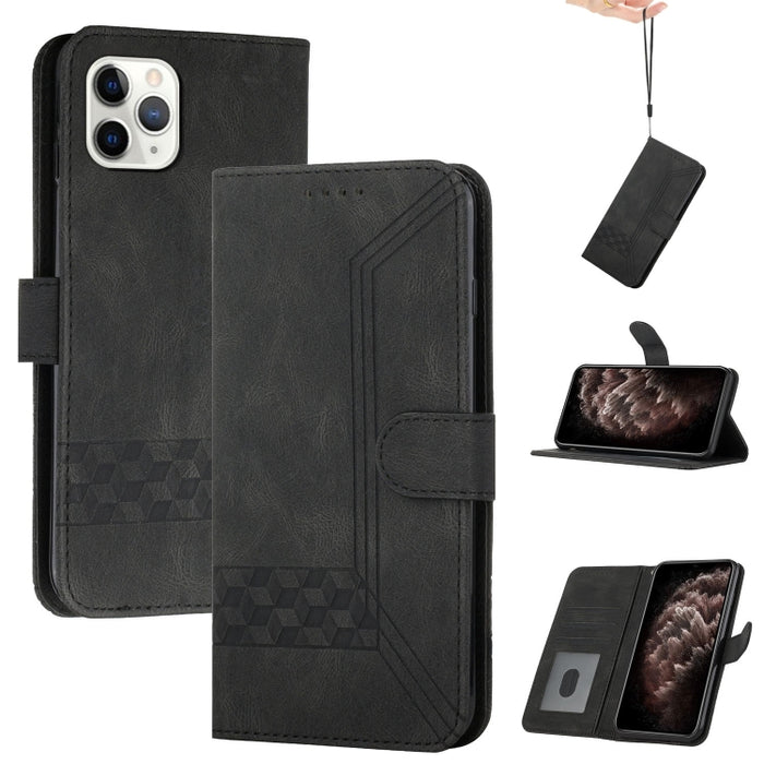 Estuche para teléfono de cuero con tapa y sensación de piel cúbica