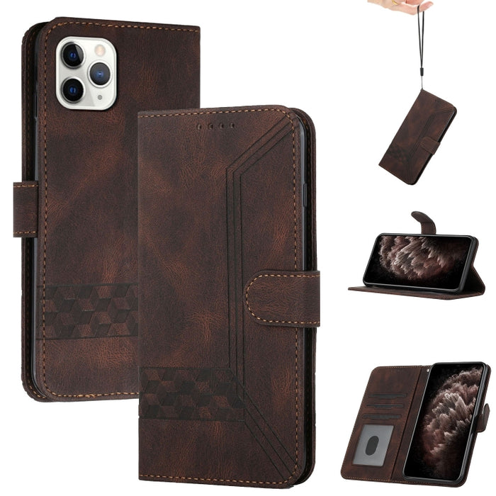 Estuche para teléfono de cuero con tapa y sensación de piel cúbica