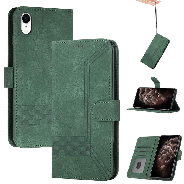 Estuche para teléfono de cuero con tapa y sensación de piel cúbica